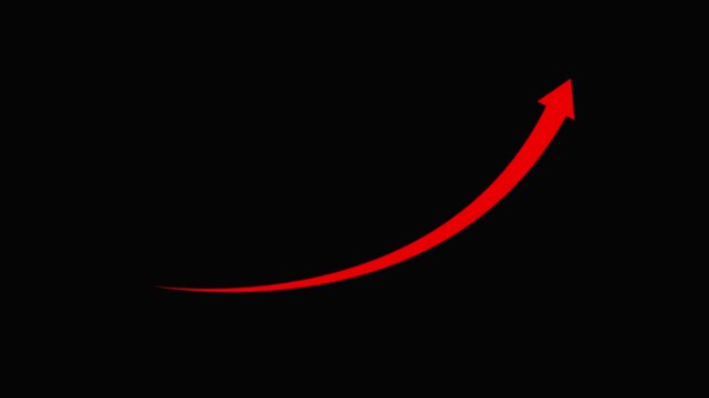 arrow rising transparent channel. Abstract arrow growth chart of economy icon animated down to up arrow animation direction