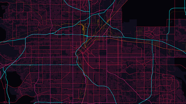 Denver Metro Colorado City Map Poster Futuristic Cyber Glow Style Wall Art