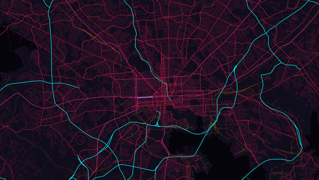 Baltimore Metro Maryland City Map Poster Futuristic Cyber Glow Style Wall Art