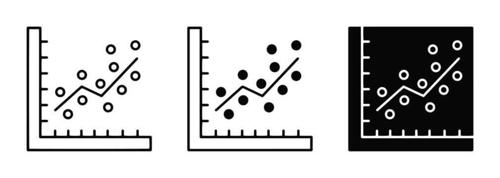 Scatter Plot Icons, Data Visualization Charts, Trend Line Graphs, Statistical Analysis Icons