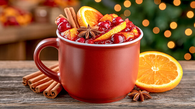 Mulled Wine Mug with Cinnamon Sticks at Winter Market