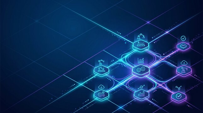 Abstract Industry 4.0 IoT Smart Factory Digital Network Background