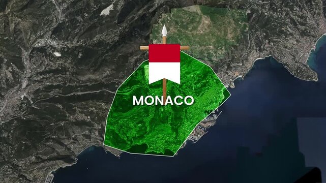 Monaco map location highlighted on satellite earth video animation clip