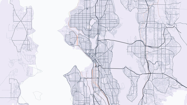 Seattle Metro Washington City Map Poster Minimalist Slate Style Wall Art