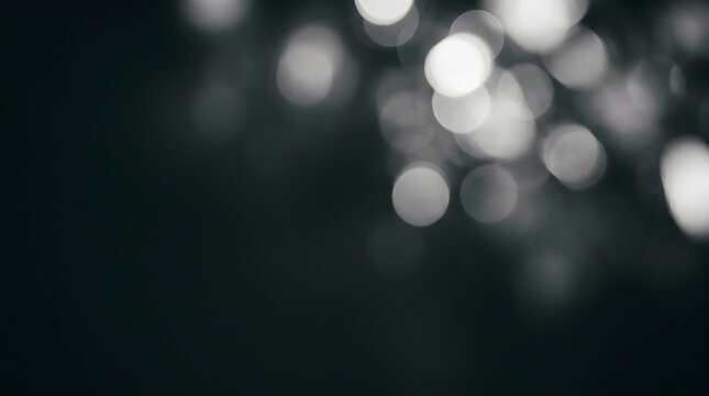 Abstract Background Design Featuring Glowing Bokeh Light Circles on Dark Black Surface