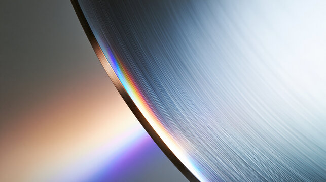 Abstract Metallic Curved Surface with Prism Light Reflection