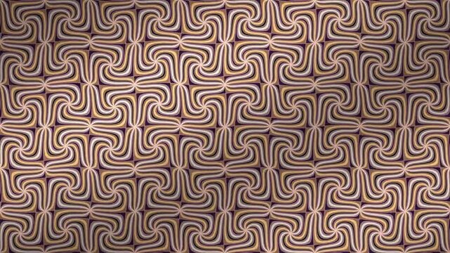 Mirror Twist Lattice Of Counter Handed Swirl Knots Unwinding Into Petals Abstract Motion Background Seamless Loop in calm plum tones