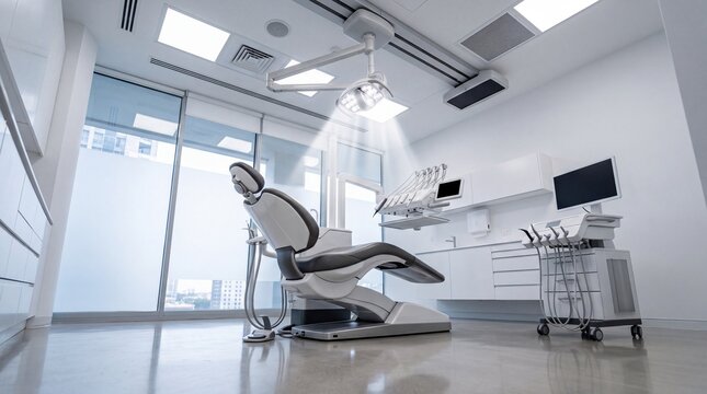 Modern Dental Clinic Interior with Chair and Equipment
