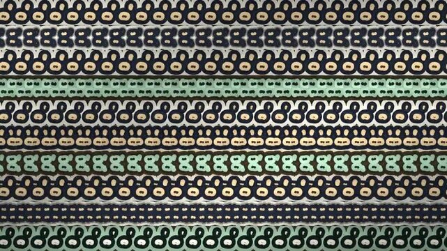 Seven Frieze Symmetry Groups Relaying Across Stacked Ornament Registers Geometric Border Seamless Loop in rich green tones
