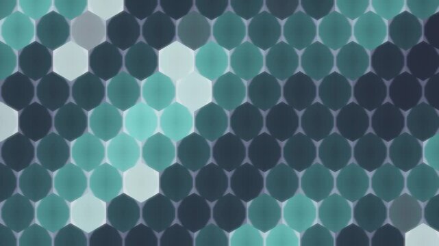 Glowing hexagonal tech grid pulsing honeycomb energy cells seamless loop in subtle teal tones