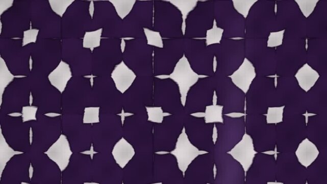 Itajime Shibori Clamp Resist Dyeing With Indigo Capillary Bleed on Folded Cloth, Seamless Loop in subtle purple tones
