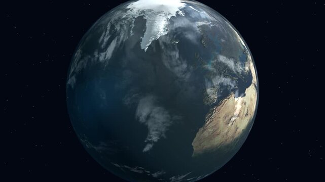 Planet Earth with Arctic ice and North America in space orbit.