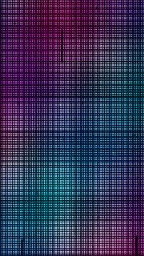 Broken LED Video Wall Close Up: Dead Pixel Columns and Panel Dropout Glitch, Seamless Loop in rich cyan tones vertical 9:16