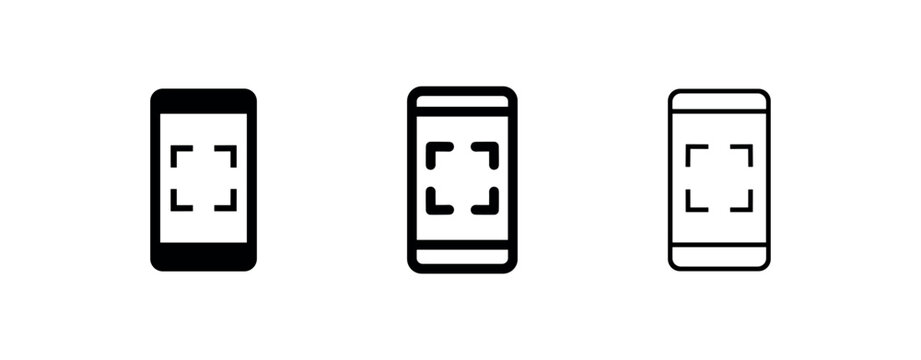 Smartphone mobile phone focus scan screen frame icon set