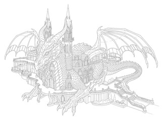 Obraz premium medieval castle sketch