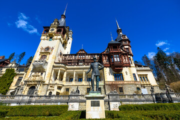 Peles Castle, a royal castle built between 1873 and 1914 for King Carol I of Romania. It is now open to the public and a popular tourist destination. © nedomacki