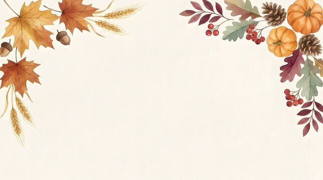 A beautiful autumn border of colorful leaves perfect for thanksgiving invitations and festive designs