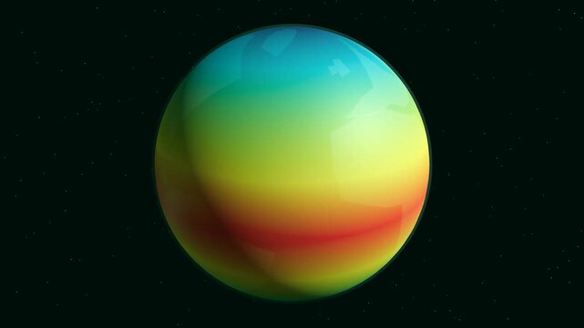 Topographic planet sphere with colorful heat map data in space