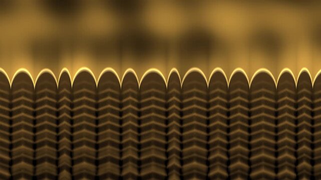 Directional Solidification Front With Columnar Dendrites And Convecting Melt, Seamless Loop in calm gold tones