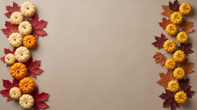 A beautiful thanksgiving border featuring pumpkins maple leaves and autumnal colors for festive celebrations