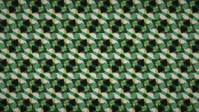 Interlaced Ribbon Lattice Melting Between Square and Hexagonal Symmetry, Flat Geometric Ornament Seamless Loop in bright green tones
