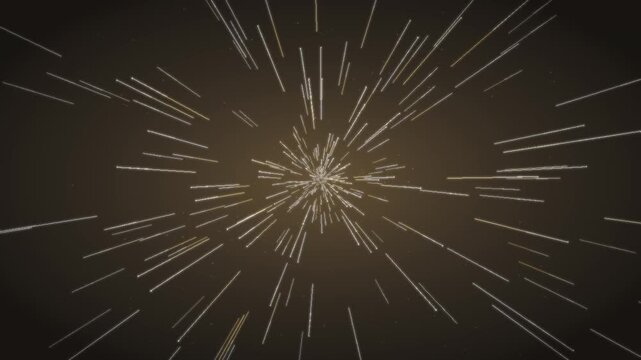 Warp speed hyperspace starfield flight seamless loop in bright gold tones