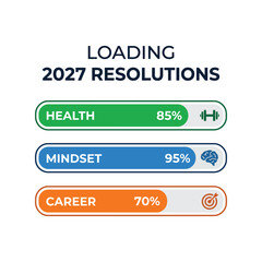 Fototapeta premium Loading 2027 New Year Resolutions Progress Bar Infographic