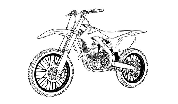 Motocross Dirt Bike Technical Vector Graphic &ndash; Off Road EPS Illustration