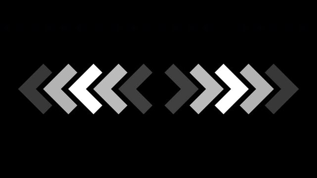 Bilateral Chevron Arrows Data Transfer Sync Loop Motion Graphic Interface On Black