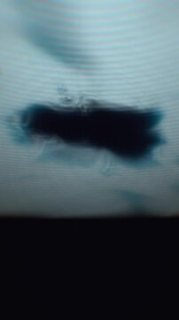 Dark digital entity looms across scanline static in a vertical 3D render showcasing cold cybernetic terror and analog glitch artifacts for suspenseful mobile reels