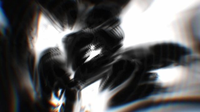 Biomechanical shadow entity mutates under harsh stark lighting in a jarring 3D animation built with alien silhouettes and nightmare motion for horror title design
