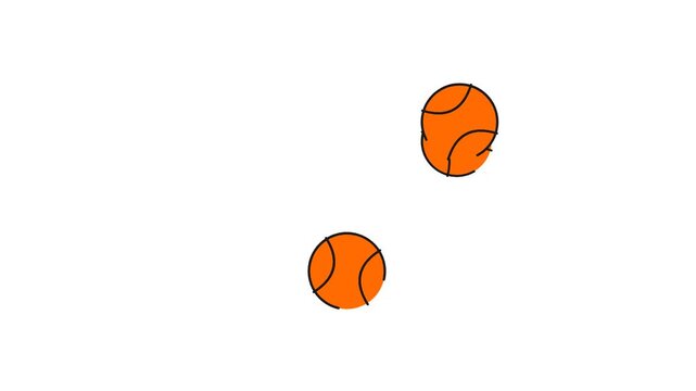 Minimalist animation of orange basketballs bouncing on a white background