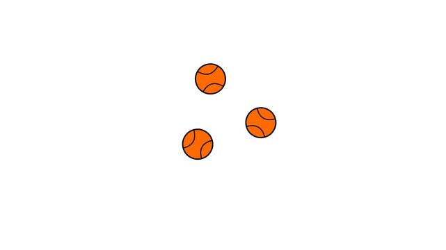 Three orange basketball icons arranged in a triangle on a white background.
