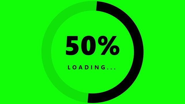 Circular Loading Progress Bar with Percentage Counter Green Screen