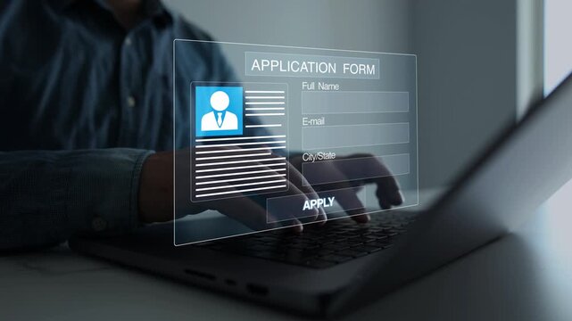 CV application document with candidate profile information. Professional recruitment concept for hiring, employment, career opportunities, applicant evaluation and talent selection.	
