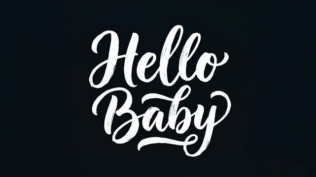 Hello Baby handwritten typography animation with white lettering on black background