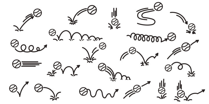 Ball line bounce jump trajectory doodle collection