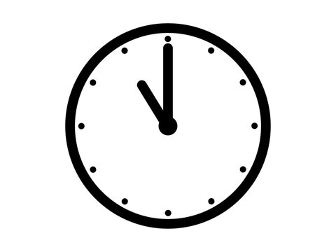 11時を示すシンプルなアナログ時計のアイコンイラスト素材