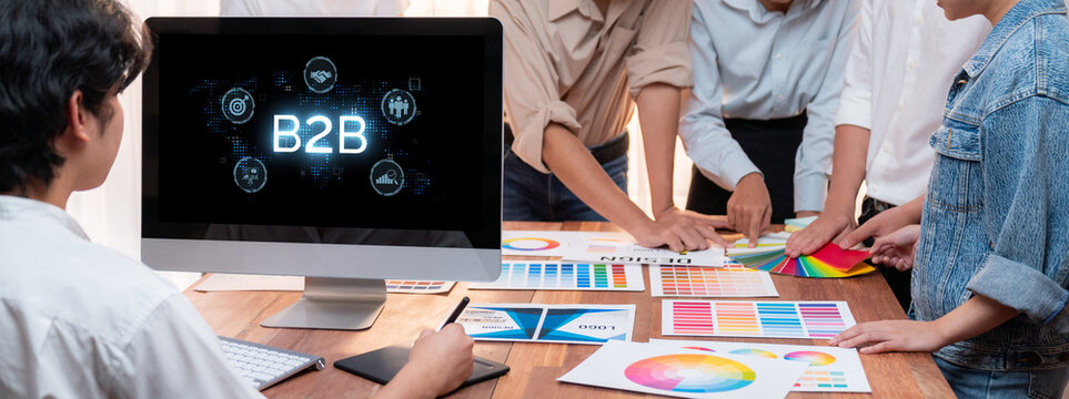 Business person navigates B2B landscape, harness technology to enhance business-to-business connections. Discover reshapes B2B interaction, driving innovation in business-to-businesses strategy. brisk