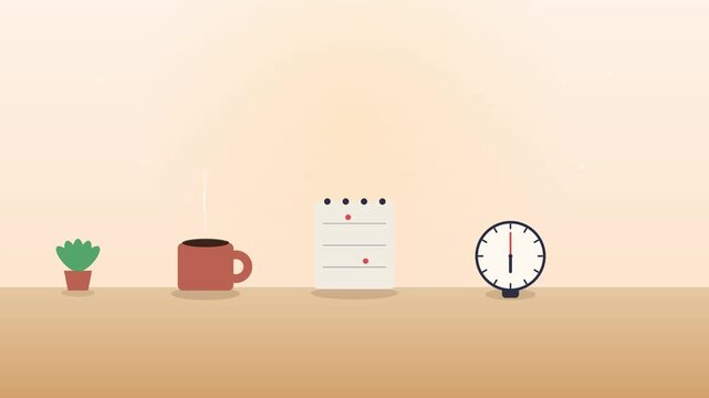 Minimal Desk Workspace Vector Animation