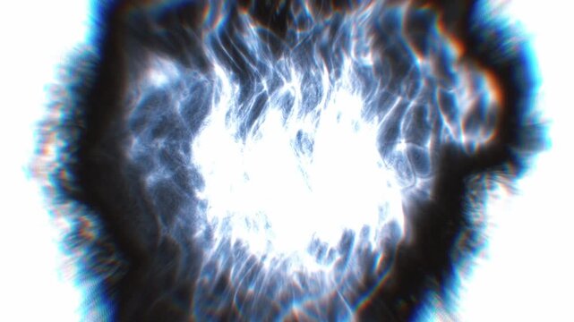 Vibrant psychic energy bursts with vivid chromatic aberration in a 3D animation loop, visualizing spiritual breakthrough, mental awakening, and ecstatic consciousness