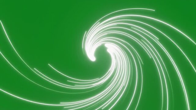 White Curved Energy Sheets Folding Inward Toward Center on Green Screen