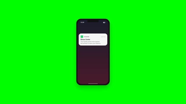 Mobile Phone Notification Alert on Green Screen Background