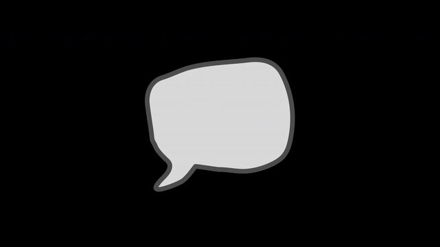 Speech bubble animation with subtle wobbly motion and hand drawn style on transparent background for comic book messaging or digital social media content.