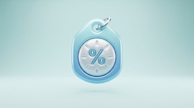 Modern 3D digital discount tag icon isolated on pastel mint background for ecommerce sale promotion special offer and online shopping marketing concepts