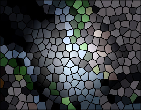 Abstract Gray Stone Mosaic Tiles Background with Muted Green Earth Tones and Central Light Texture
