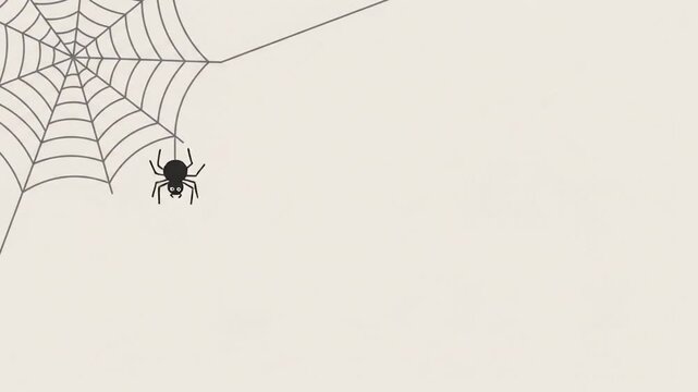 蜘蛛の巣からぶら下がる黒いクモのハロウィンアニメーション