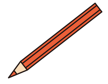 先を削った赤い色鉛筆 添削や採点に使えるシンプルなイラスト Red colored pencil for marking and school illustration