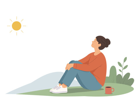 Woman Enjoying a Peaceful Outdoor Moment in Nature