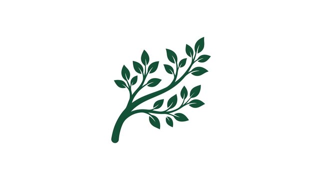 Elegant and clean vector illustration of a green leafy tree branch spreading upward, perfect for nature, organic, growth, eco-friendly, and corporate logo designs,